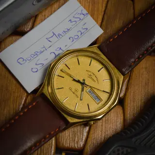 November 1985 Rare West End Watch Co. Sowar 🇨🇭 Gold-Filled Bezel🏅 Octagon Case Shape with Gold Dust Dial ✨ $150 shipped!