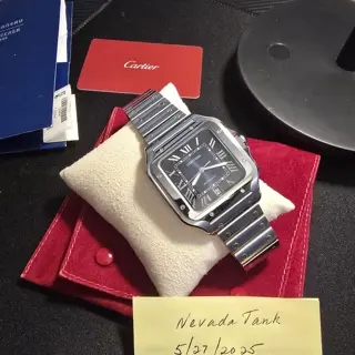 Cartier Santos Large Blue WSSA0030 Full Set w/ Extras $6900