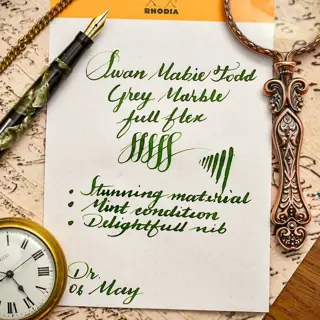 Swan Mabie Todd in gorgeous Grey Marbled Cellulose Full Flex 14C gold F nib