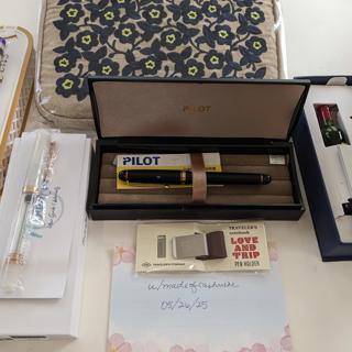 Pilot Custom 74, Nahvalur Original Plus, Opus 88 Mini, Loft Pens Kingsbury, Hobonichi Drawers Pouch, & Travelers Notebook Love & Trip Pen Holder