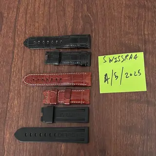 3 Authentic OEM Panerai 24mm leather and rubber straps