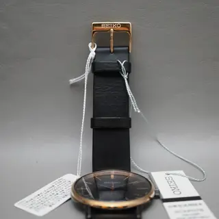 New Seiko Selection SCXP078 Gold Feather Reissue Black Rose Gold Quartz Watch - $190