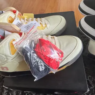 size 11.5-12 all DS. Size 12 Jordan 5 Off-white: $525, size 12 Nike SB Dunk Tightbooth: $260, size 11.5 AF1 Kobe Bryant Lakers Away (numbered): $300