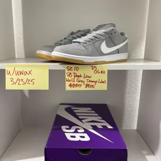 Orange Label SB Dunk low Wolf Grey SZ 10 DS OG all $200