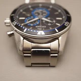 Citizen Alterna VO10-6741F Black Blue Chronograph Eco-Drive Solar Quartz Watch - $95