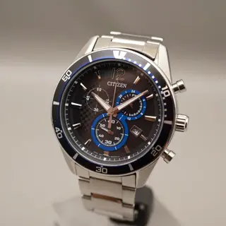 Citizen Alterna VO10-6741F Black Blue Chronograph Eco-Drive Solar Quartz Watch - $95