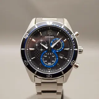 Citizen Alterna VO10-6741F Black Blue Chronograph Eco-Drive Solar Quartz Watch - $95