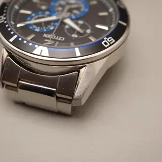 Citizen Alterna VO10-6741F Black Blue Chronograph Eco-Drive Solar Quartz Watch - $95