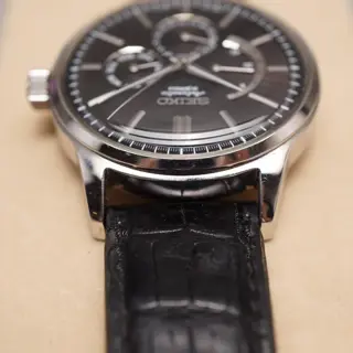 Seiko SARC017 6R21 Black Dial Power Reserve Day-Date JDM Automatic Watch - $595