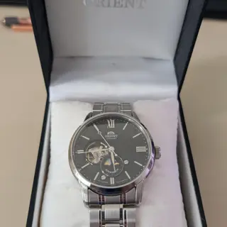 Orient Sun & Moon Automatic Black Dial Men's Watch RA-AS0002B with Box and Nato Strap
