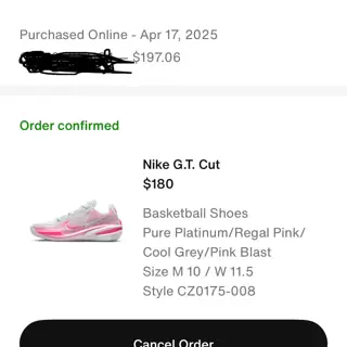 GT Cut 1 “Think Pink” Sz. 10