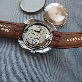 1970s Edox “Carbon Fibre Fumé” Cal. AS 1950/51 | $65