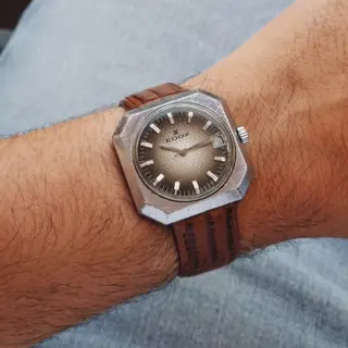 1970s Edox “Carbon Fibre Fumé” Cal. AS 1950/51 | $65