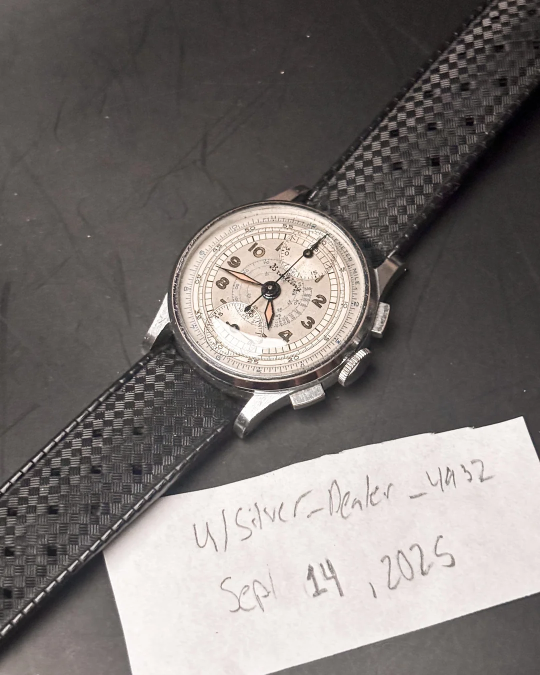 Cadran Pour Montre Breitling Venus 170 Vintage 31 Mm Chronographe Argenté
