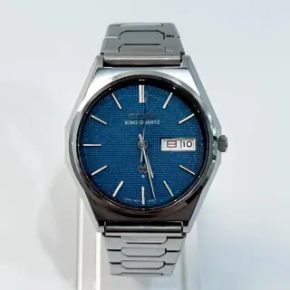 Seiko King Quartz 4823-8050 Textured Blue Dial