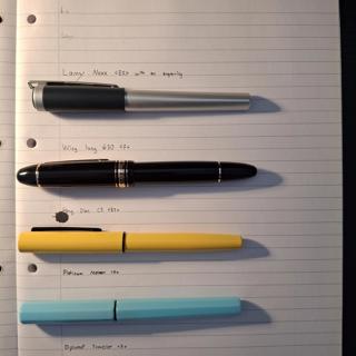 2 Chinese pens, 2 Budget Pens + Diplomat Traveller