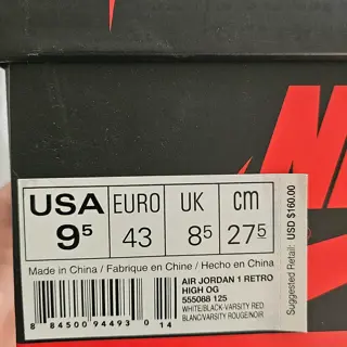 (Repost)Jordan 1 Retro Black Toe (2016) Size 9.5M $340 shipped, $20 less from last post