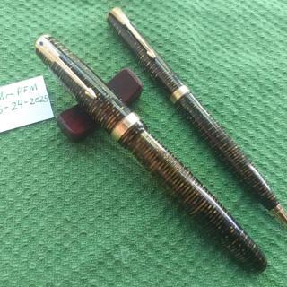 VINTAGE • New Old Stock Parker Vacumatic Major - Golden Pearl - 1945 - Never Inked,  Never Used - 14k F - Restored - [A1] Pristine Condition (Matching Mechanical Pencil Included)