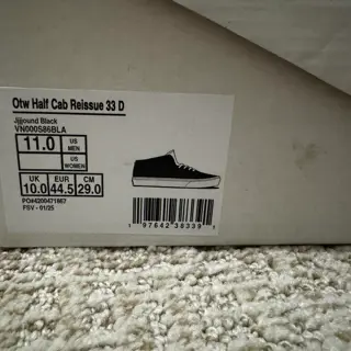 Vans x JJJJOUND Half Cab Black - sz 11