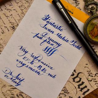 Swan Mabie Todd Striped Ebonite with Chrome Trim and a Fantastic Full Flex 14C gold nib (EF to 1.62mm)