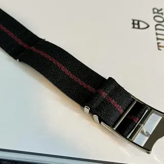 22mm Authentic Tudor NATO Strap - Black Burgundy Stripe