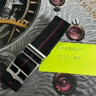 22mm Authentic Tudor NATO Strap - Black Burgundy Stripe