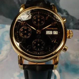 Montblanc Meisterstück Chronograph Automatic 36mm 7001 Gold Plated - New Strap - New Crystal