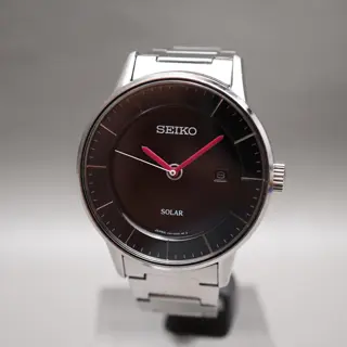Seiko Spirit V147-0AK0 Black Dial Pink Hands Sector Dial Solar Quartz Watch - $100