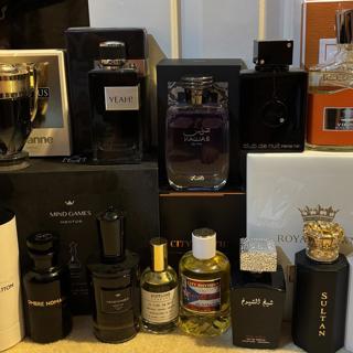 Mind Games Mentor, Creed Viking Cologne, LV Ombré Nomade, Royal Crown Sultan and Imperator, Invictus Parfum, add on cheapies (Bottle)
