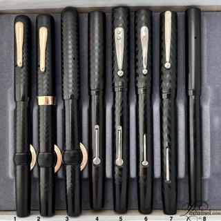 VINTAGE • Flexible Writers in Black Hard Rubber from the 1910s-20s (Flex-Wet Noodle): Conklin Crescent-Fillers 25. 30, 20 | (2) Waterman 12 PSFs | Aikin Lambert Capitol Cabinet | Sheaffer-Clip 2 | Diamond Point Eyedropper •