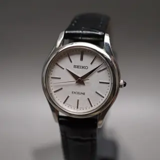 Seiko Exceline SWDL209 4J41 Dia-Shield White Dial Ladies Quartz Watch - $135
