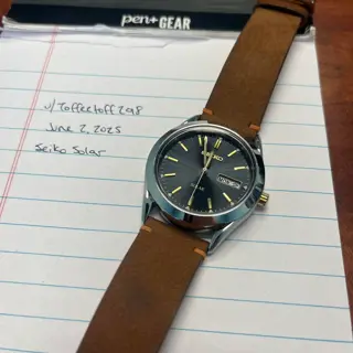 Seiko Solar -- Charcoal Sunburst Dial -- Handdn Nubuck Strap -- $60 shipped