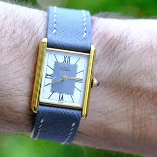 Vintage Cartier Tank Rare Gray & White Roman Dial on Matching Strap - $1750 SHIPPED