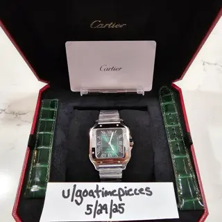 💚🔥2025 NEW CARTIER SANTOS MEDIUM BEAUTIFUL GREEN DIAL WSSA0061 UNWORN🔥💚