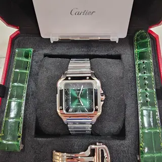 💚🔥2025 NEW CARTIER SANTOS MEDIUM BEAUTIFUL GREEN DIAL WSSA0061 UNWORN🔥💚