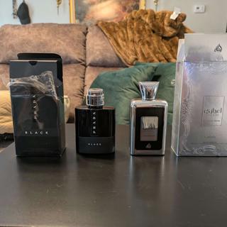 Tom Ford Tobacco Vanille, Prada Luna Rossa Black, Afnan Intensive Silver (bottle)