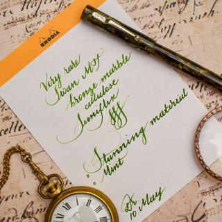 Stunning Vintage Swan Mabie Todd in Bronze-Green Cellulose Semiflex 14c gold nib, rare Near Mint Condition, Reduced for quick sale