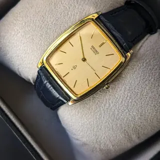1988's Vintage Seiko Linen Dial Tank watch with Gold Plated Case | 7820-5270 | price 120$ includes shipping