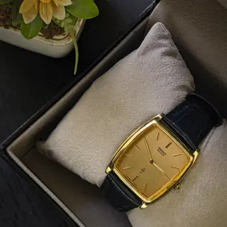 1988's Vintage Seiko Linen Dial Tank watch with Gold Plated Case | 7820-5270 | price 120$ includes shipping