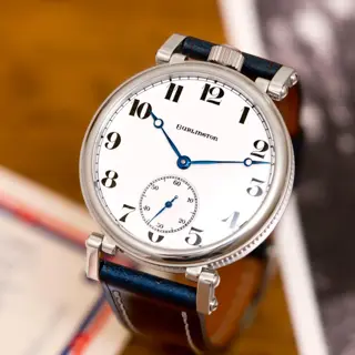 Burlington conversion from Chicago, Illinois, original porcelain-enamel dial and 14 karat gold pocket watch case