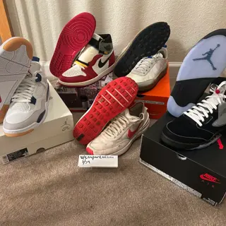 AJ4 SB Navy [SZ 10.5], Union AJ1 [SZ 10.5], Tom Sachs GPS [SZ 10], AJ5 Reimagined [SZ 11], Free Pair Nike Waffle One [SZ 10.5]