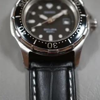 Vintage 1991 Seiko 7N85-001A Black Dial Scuba 200M Diver Ladies Quartz Watch - $135