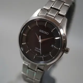 Seiko V137-0CS0 Black Dial Titanium Ladies Solar Quartz - $65