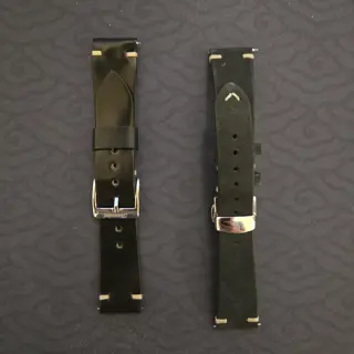 Threaded Leather Co and Strapify black leather straps 20mm