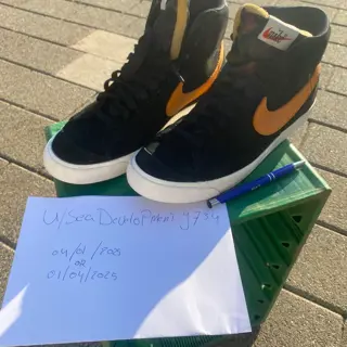 Nike Blazer Mid Vintage Black Amber Orange Size 9.5 No Box