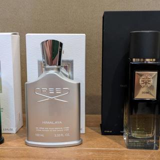 Creed Himalaya, Creed Original Vetiver, The Woods Dusk, Realities Graphite Blue (Bottle)