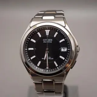 Citizen Atessa H110-T011331 Black Dial Titanium JDM Solar Quartz Watch - $150