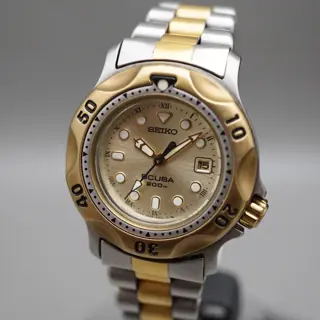 Vintage 1989 Seiko 3E25-0A10 Gold Tone Scuba 200M JDM Quartz Mini Diver Watch - $125