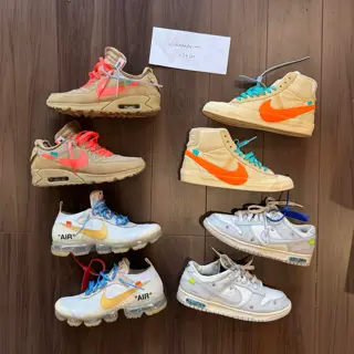 size 9 off-white Nike sneaker - air max 90 desert ore, blazer all hallows Eve, Vapormax, and dunk lot 48. Selling individually or as a bundle