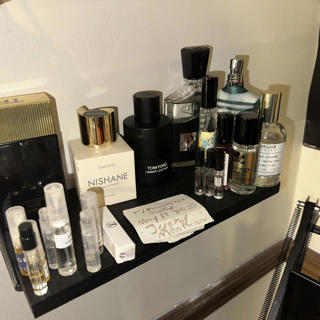 aventus, hacivat, ombre leather, hacivat, noir extreme, le male og, + various big decants(bottle)